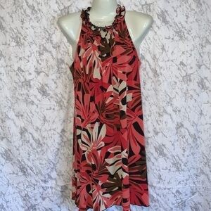 LILY HIGH NECK MINI SWING DRESS FLORAL LADIES SIZE SMALL